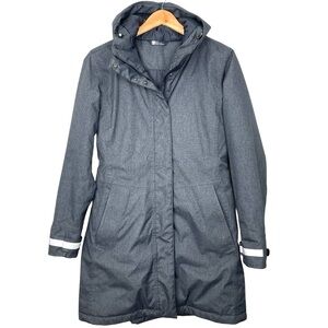 MEC Women's Dark Gray Hooded Parka Coat with Reflective Cuff Stripes
